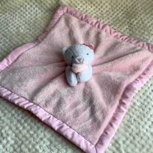 Carters Pink White Plush Kitty Cat Lovey Stuffed Animal Security Blanket Toy